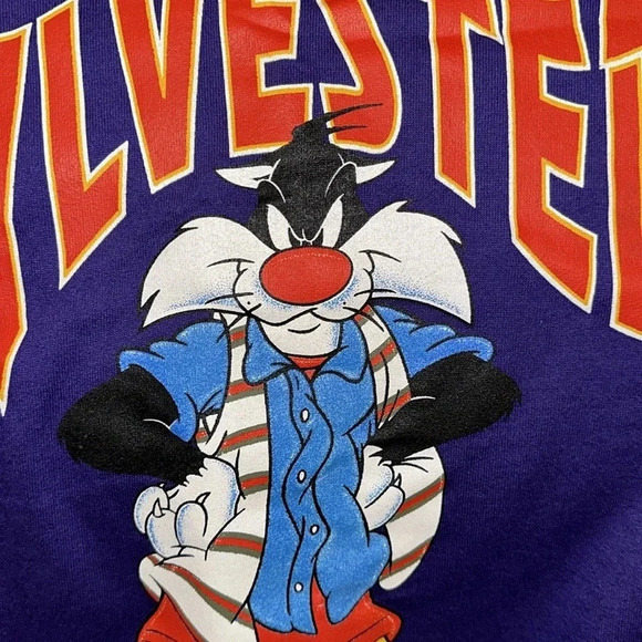 VTG 1996 Warner Bros. Looney Tunes Sylvester Crewneck Sweatshirt LARGE - Picture 11 of 12